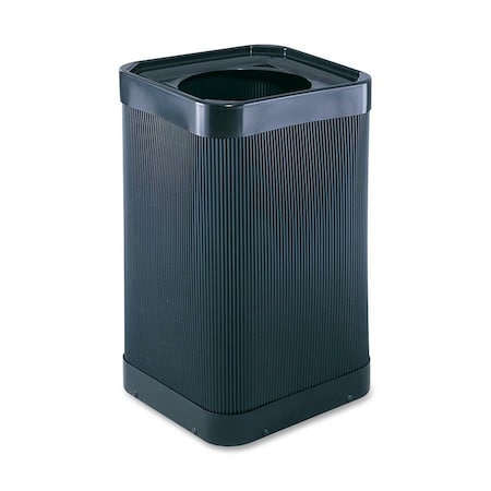 Safco 38 gal Square Outdoor Can, Black, Polyethylene, 18 in SAF9790BL
